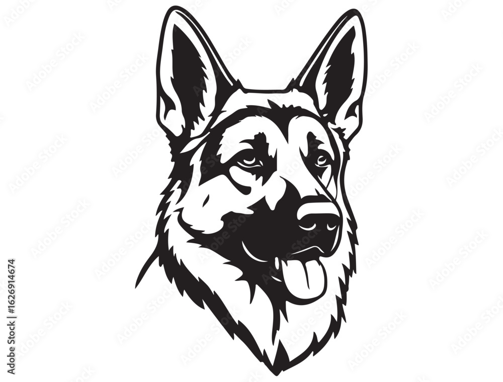 Fototapeta premium GERMAN SHEPHERD DOG FACE SILHOUETTE