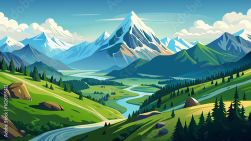 From Männlichen viewpoint, snow-capped peaks stretch endlessly across the horizon, while emerald meadows roll beneath. A crisp alpine breeze carries silence, painting serenity across the majestic Swis