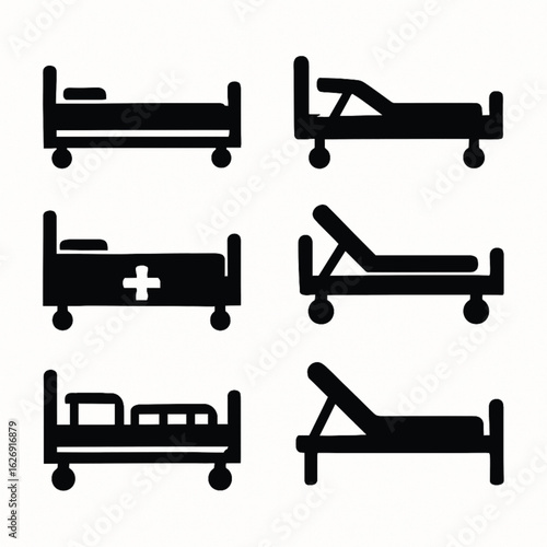 Hospital Bed Icons - Medical & Patient Care Symbols