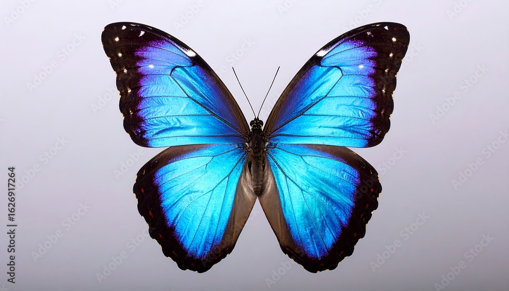 Fototapeta premium Vibrant blue butterfly, studio shot