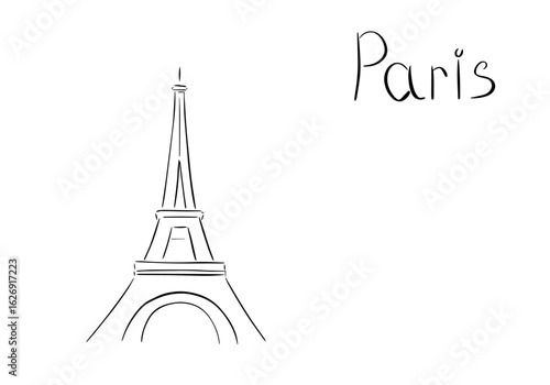 Eiffel Tower in Paris sketch. Video clip with alpha channel.