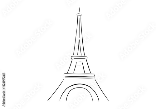 Eiffel Tower in Paris sketch. Video clip with alpha channel.