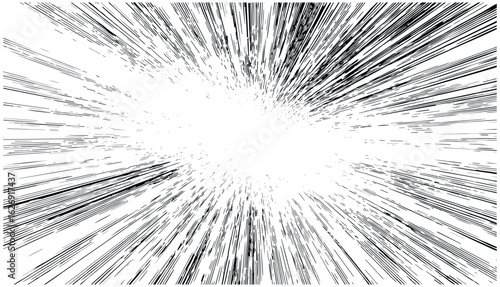 Anime speed lines and pixelated comic blast on transparent background. Vector motion explosion frame with flash glow. Cartoon action effect, halftone texture, manga burst, dynamic ray light