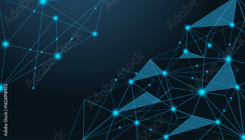 Low Poly Background on Dark Blue Gradient. Modern, Geometric, and Minimalist Abstract Design for Digital Art, 3D Modeling, Wallpapers, and Futuristic Graphic