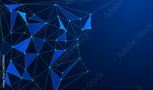 Low Poly Background on Dark Blue Gradient. Modern, Geometric, and Minimalist Abstract Design for Digital Art, 3D Modeling, Wallpapers, and Futuristic Graphic