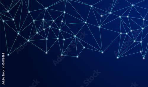 Low Poly Background on Dark Blue Gradient. Modern, Geometric, and Minimalist Abstract Design for Digital Art, 3D Modeling, Wallpapers, and Futuristic Graphic