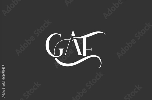 Initial GAF letter logo design. Elegant Monogram Logo Design with Decorative Elements and Typography