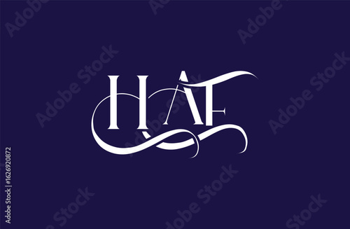 Initial HAF letter logo design. Elegant Monogram Logo Design with Decorative Elements and Typography