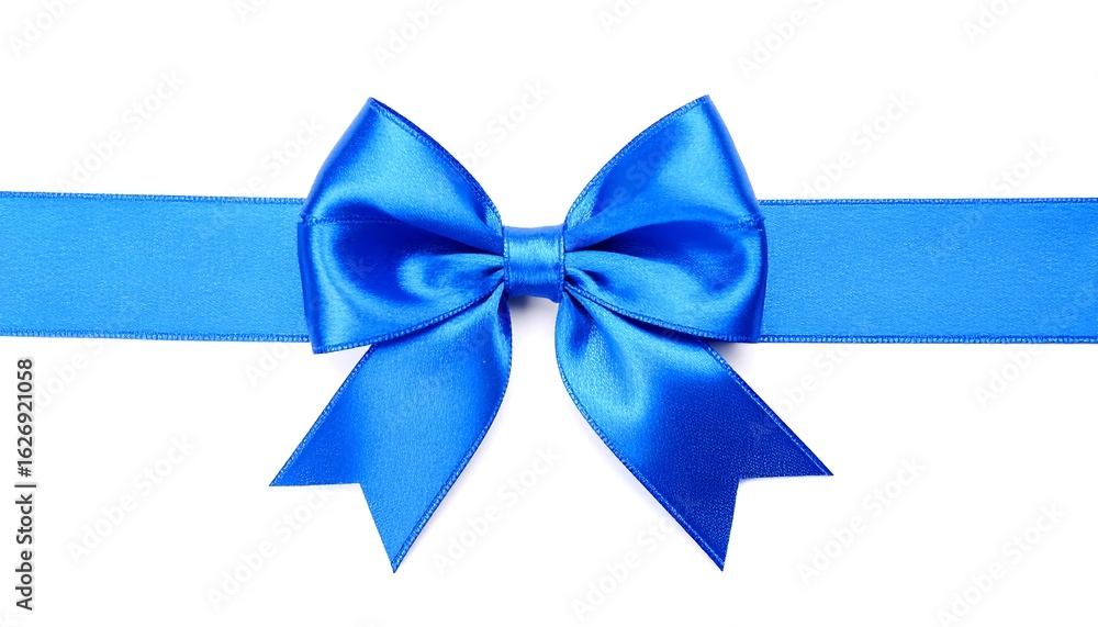 Vibrant blue ribbon bow on white background Vibrant blue ribbon bow on white background