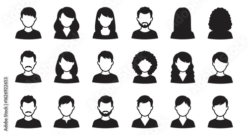 Set of diverse faceless avatar icons for social media and profiles