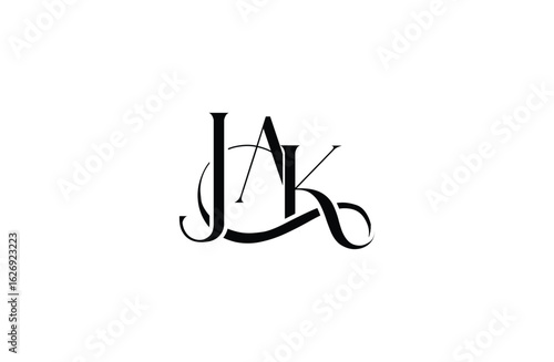 Initial JAK letter logo design. Elegant Monogram Logo Design with Decorative Elements and Typography