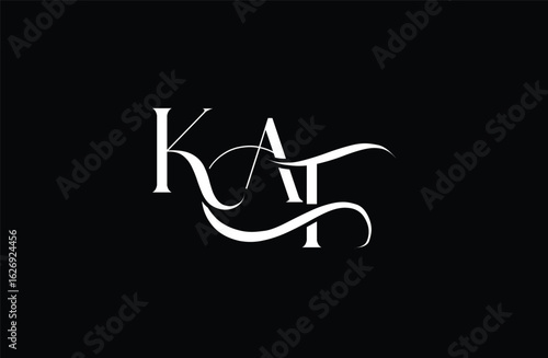 Initial KAT letter logo design. Elegant Monogram Logo Design with Decorative Elements and Typography