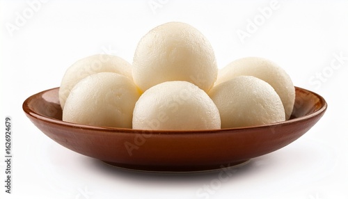 bengali sweet rasgulla on a bowl isolated on a white background