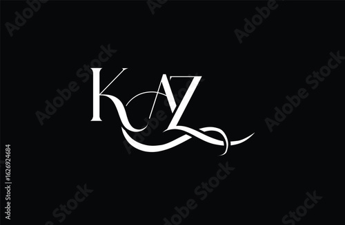 Initial KAZ letter logo design. Elegant Monogram Logo Design with Decorative Elements and Typography