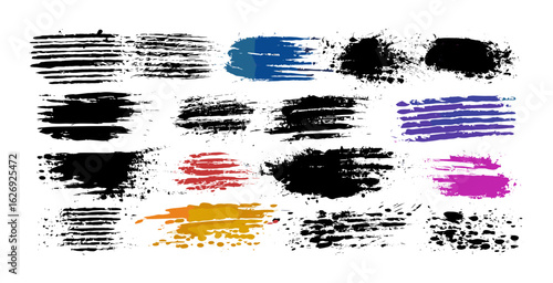 Artistic grunge paint splash, brush stroke ink splatter, watercolor texture overlay, graffiti stencil frame, torn paper business background, silhouette collection, trendy spray ornament design