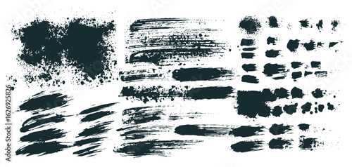 Trendy grunge paint splash, brush stroke overlay, watercolor ink texture, torn paper stencil frame, graffiti silhouette background, business ornament collection, hand-drawn spray art