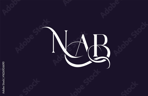 Initial NAB letter logo design. Elegant Monogram Logo Design with Decorative Elements and Typography