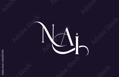 Initial NAI letter logo design. Elegant Monogram Logo Design with Decorative Elements and Typography