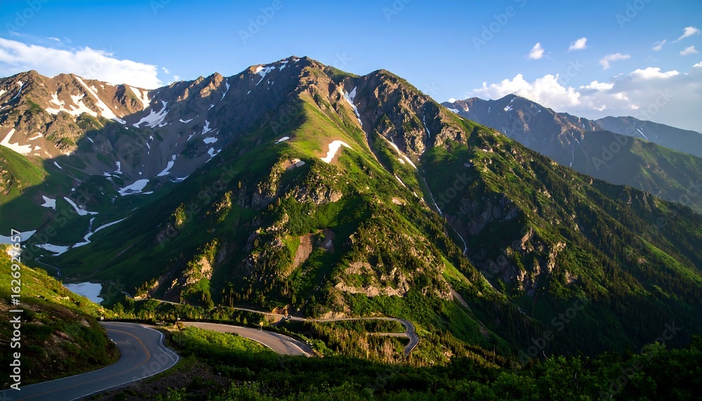 Fototapeta premium Mountainous landscape with winding road (1)