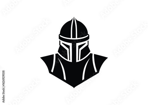 Silhouette of a medieval knight s helmet and shoulders