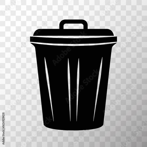 A bold and simple icon of a trash can vector design.