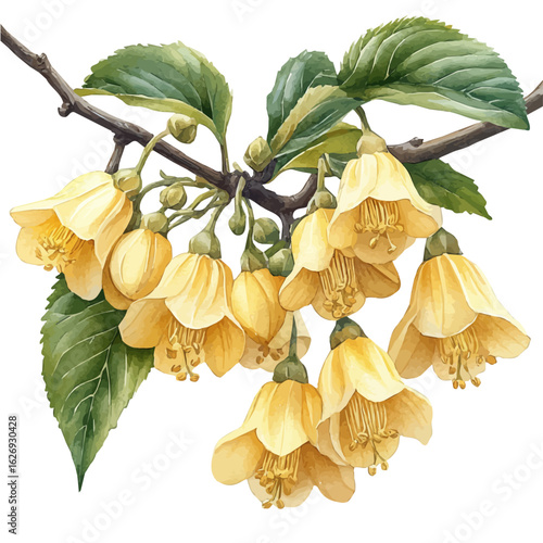 Yellow Archangel Flower, watercolor clipart vector, isolated on a white background.