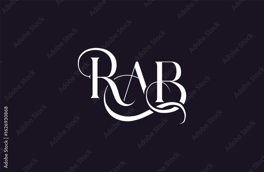 Fototapeta premium Initial RAB letter logo design. Elegant Monogram Logo Design with Decorative Elements and Typography
