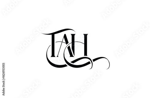 Initial TAH letter logo design. Elegant Monogram Logo Design with Decorative Elements and Typography