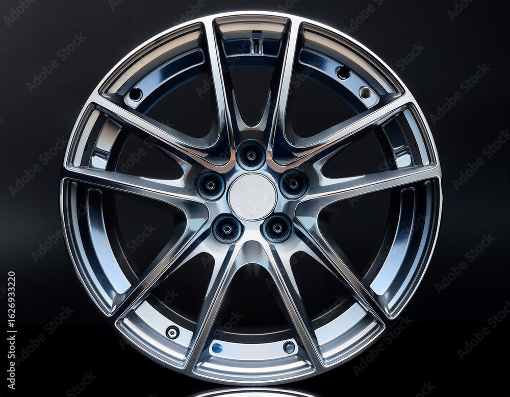Obraz premium modern alloy car wheel with polished metallic finish