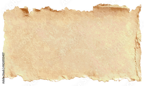 Antique torn parchment background with vintage paper texture, jagged ripped edges and worn aged manuscript sheet. Old shabby ragged paper frame for scrapbook, retro album