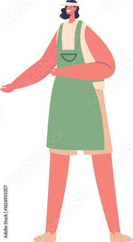 Saleswoman character providing service vector illustration