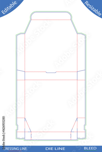 Pizza box template design blue green red lines packaging