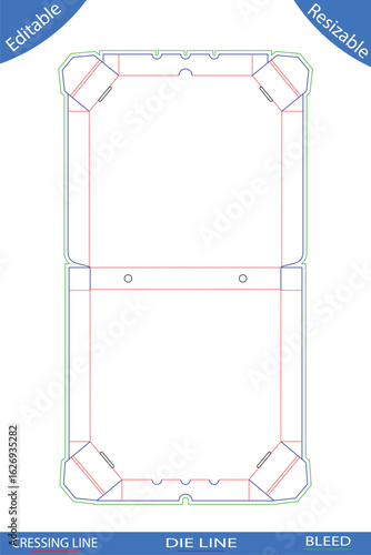 Pizza box template design blue green red packaging