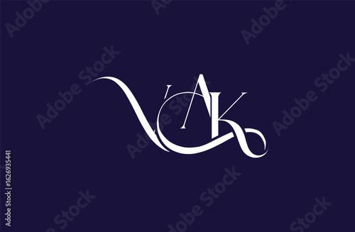 Initial VAK letter logo design. Elegant Monogram Logo Design with Decorative Elements and Typography