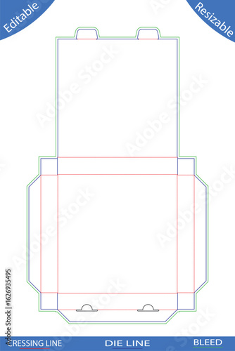 Pizza box template cutting guide packaging die cut