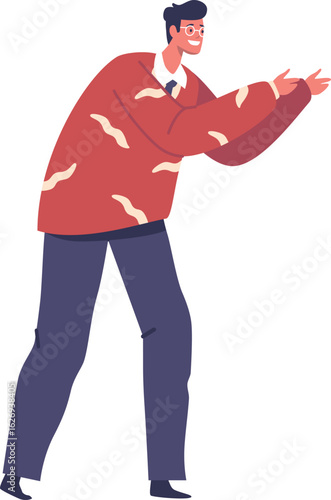 Employee man showing excitement vector illustration