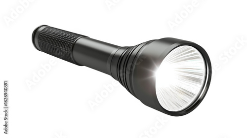 black flashlight , torch  isolated on transparent white background