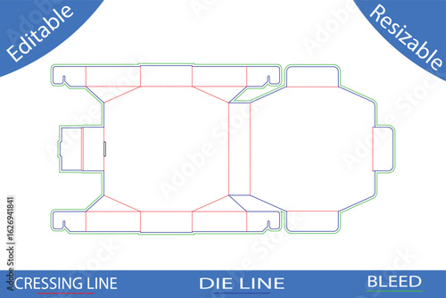 Pizza box packaging template design die line bleed