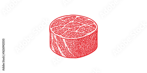 Beef Tenderloin Cut Food Drawing Vector Design for Butcher and Culinary ArtBeef Tenderloin Cut Food Drawing Vector Design for Butcher and Culinary Art