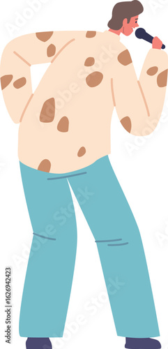 Man performing in karaoke vector illustration