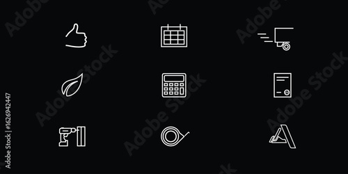 Cabinet Furniture Maker Icons Set for Woodworking, Carpentry, and Interior Design Projects