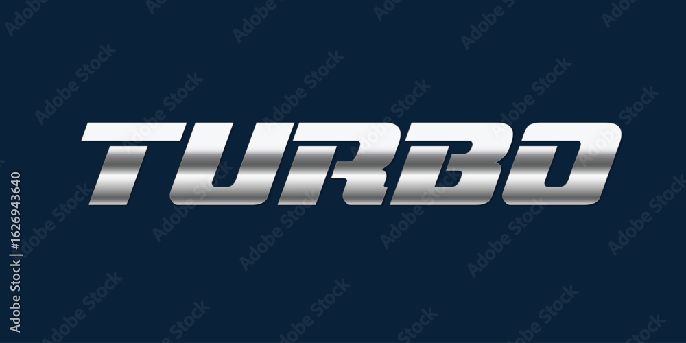 Obraz premium Turbo Sign Silver Effect Vector Design for Racing and Performance Auto Style