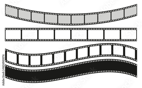 Film strip wave lines. Vintage style retro cinema movie strip set. Video tape. Vector illustration