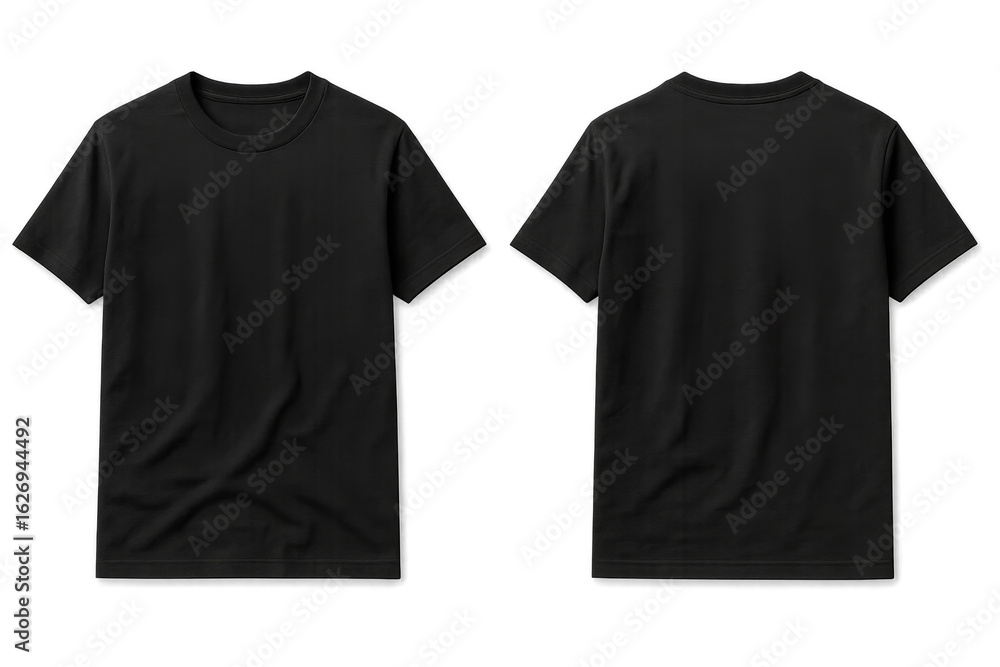 Naklejka premium Black t shirt front and back view mockup isolated on transparent background