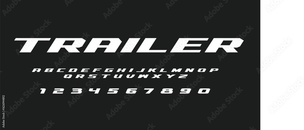 Obraz premium Trailer Lettering Alphabet Font Vector Design Bold Industrial Style Uppercase Letters Inspired by Truck Graphics Racing Chrome Signs and Heavy Duty Typography for Print and Branding Projects