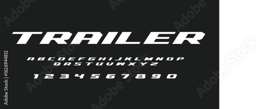 Trailer Lettering Alphabet Font Vector Design Bold Industrial Style Uppercase Letters Inspired by Truck Graphics Racing Chrome Signs and Heavy Duty Typography for Print and Branding Projects