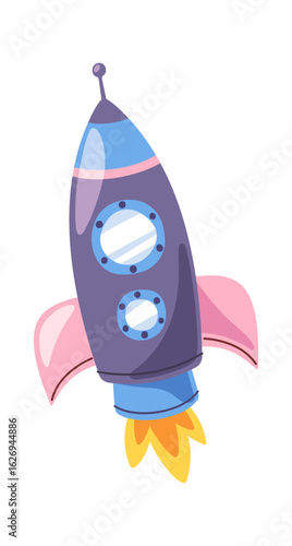 Spaceship launching cartoon cosmic vehicle