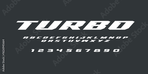 Turbo Lettering Font Alphabet Vector Design High Speed Racing Inspired Bold Dynamic Typeface for Automotive Posters Stickers Sports Cars T Shirts and Modern Motion Graphic Projects