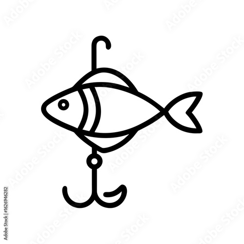 Gold spinner with engraved fish icon on a transparent background
