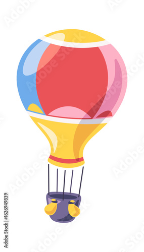 Colorful airship flying high cartoon